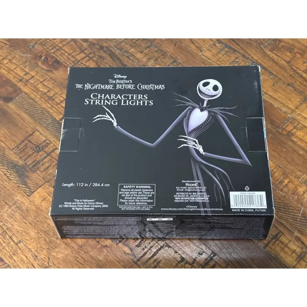 1993 Disney Tim Burton's Nightmare Before Christmas LED String Lights Sealed New